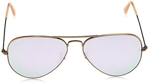 Ray-Ban Aviator Large Metal, Gafas de Sol Unisex Adulto, Multicolor (Demiglos Brushed Bronze & Lillac Mirrors Lens), 58