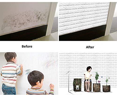 Ray-Velocity 3D Ladrillo Pegatina Pared Autoadhesivo Panel Pared Impermeable 3D DIY Wall Stickers Moderno Blanco Decorativo pare Cocina, baño, dormitorio, oficina, fondo TV 60 * 60CM