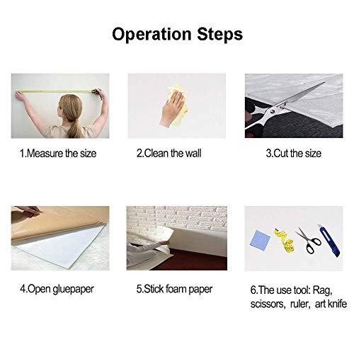 Ray-Velocity 3D Ladrillo Pegatina Pared Autoadhesivo Panel Pared Impermeable 3D DIY Wall Stickers Moderno Blanco Decorativo pare Cocina, baño, dormitorio, oficina, fondo TV 60 * 60CM