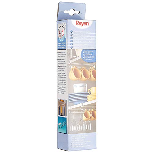 Rayen 6291 - Colgador de Copas y Tazas para Ahorrar Espacio en tu Cocina, Color Blanco