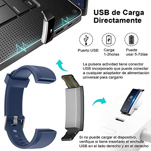 Rayfit Pulsera Actividad Reloj Inteligente Fitness Tracker Podómetro Monitor de Sueño Contador de Calorías Pasos Rastreador de Ejercicios Reloj Salud Pulsera Deportiva para Niños Mujeres Hombres