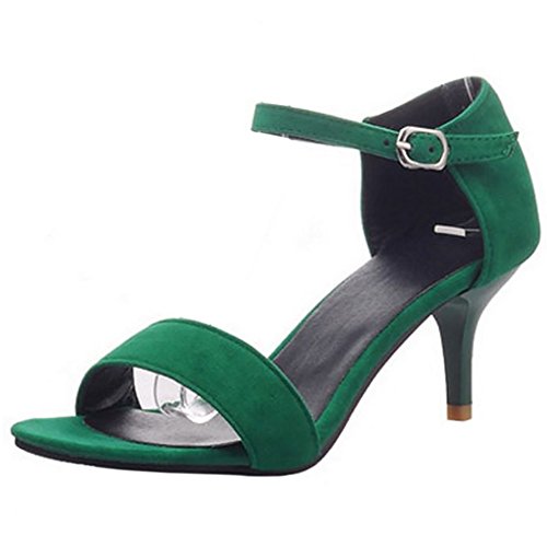 RAZAMAZA Mujer Tacon de Aguja Punta Abierta Verano Zapatos Hebilla Sandalias (39 EU, Green)
