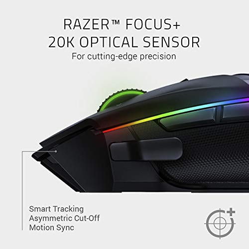 Razer Basilisk Ultimate Ratón Inalámbrico para Juegos, 11 Botones Programables Tecnología Hyperspeed, Enfoque Óptico + Sensor, Interruptor Mouse Óptico, Iluminación Croma RGB con Estación de Carga