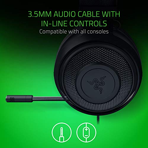 Razer Kraken Auriculares Gaming con cable para juegos multiplataforma para PC, PS4, Xbox One & Switch, Diafragma 50 mm, Cable de 3.5mm con controles de línea, Quartz / Rosa