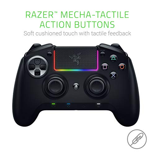 Razer Raiju Ultimate 2019 - Controlador de juego PS4/PC inalámbrico, con cable con botones de acción mecha-tactile, componentes intercambiables, panel de control rápido e iluminación chroma RGB