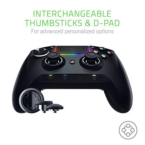 Razer Raiju Ultimate 2019 - Controlador de juego PS4/PC inalámbrico, con cable con botones de acción mecha-tactile, componentes intercambiables, panel de control rápido e iluminación chroma RGB