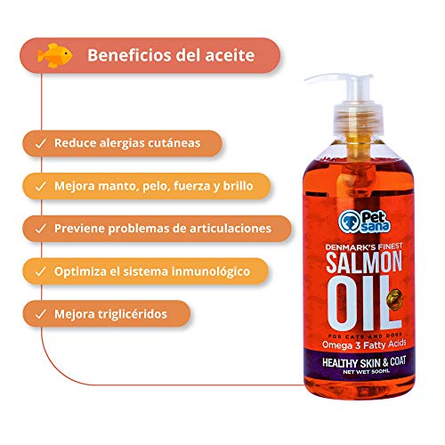 Rc Ocio Aceite de Salmon para Perros y Gatos 500 ml Omega 3 y 6 Perro y Gato | vitaminas Perro EPA/DHA | Alergias cutáneas | Mejora el Pelo | Articulaciones | Sistema inmunológico