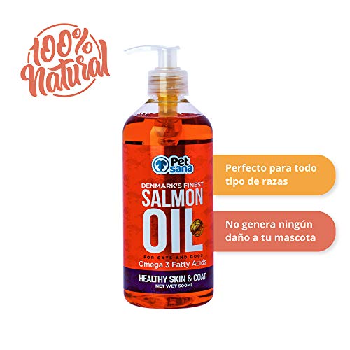 Rc Ocio Aceite de Salmon para Perros y Gatos 500 ml Omega 3 y 6 Perro y Gato | vitaminas Perro EPA/DHA | Alergias cutáneas | Mejora el Pelo | Articulaciones | Sistema inmunológico