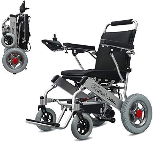 RDJM Silla de Ruedas eléctrica de Aluminio Plegable, para Personas Mayores y discapacitadas