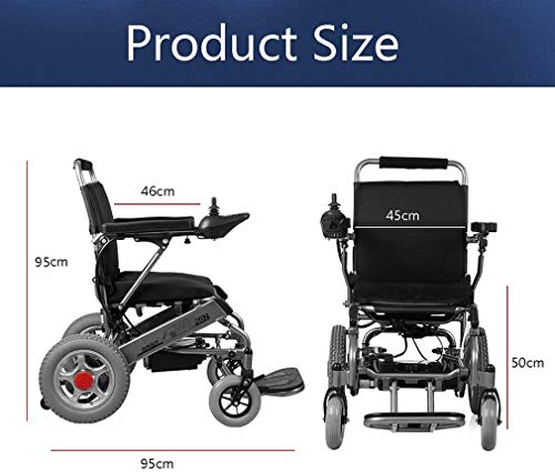 RDJM Silla de Ruedas eléctrica de Aluminio Plegable, para Personas Mayores y discapacitadas