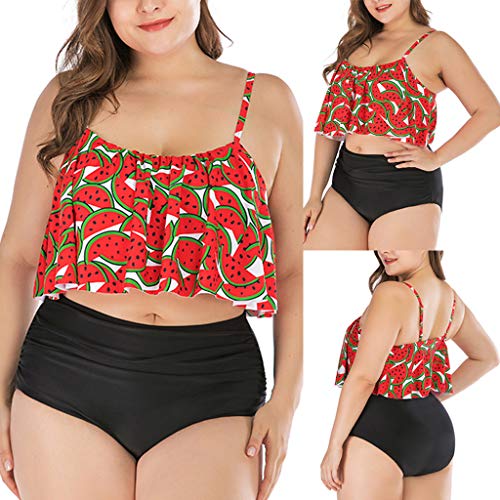 REALDE Mujer 2 Piezas Fruta Impreso Traje de Baño Monokinis Bikini Conjunto de Bikini Mujer de Cintura Alta Espagueti Bañador Ropa de Playa Tallas Grandes Verano Bañadores Sexy Conjunto de Bikini de