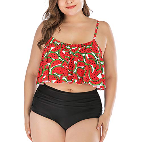 REALDE Mujer 2 Piezas Fruta Impreso Traje de Baño Monokinis Bikini Conjunto de Bikini Mujer de Cintura Alta Espagueti Bañador Ropa de Playa Tallas Grandes Verano Bañadores Sexy Conjunto de Bikini de