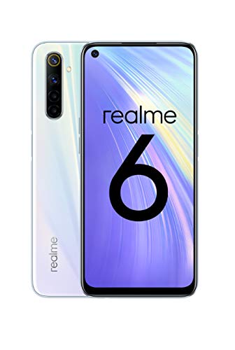realme 6 – Smartphone de 6.5”, 8 GB RAM + 128 GB ROM, Procesador OctaCore, Cuádruple Cámara AI 64MP, Dual Sim, Color Comet White