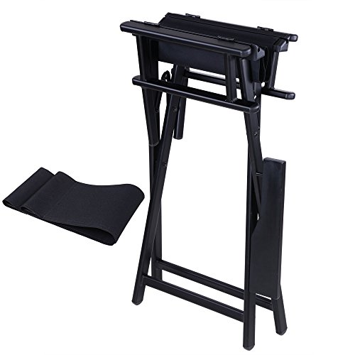 ReaseJoy Aluminio Plegable Taburete de Artista de Maquillaje Profesional Silla Director Painter portátil Ligero Negro