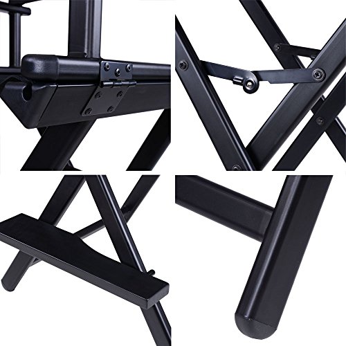 ReaseJoy Aluminio Plegable Taburete de Artista de Maquillaje Profesional Silla Director Painter portátil Ligero Negro