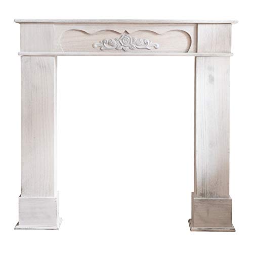 Rebecca Mobili Imitación de Chimenea, Marco de Chimenea Blanco, Madera, Estilo Retro, para Sala de Estar, Ideas para Decorar el hogar - Medidas: 99 x 104 x 21 cm (AxANxF) - Art. RE4865