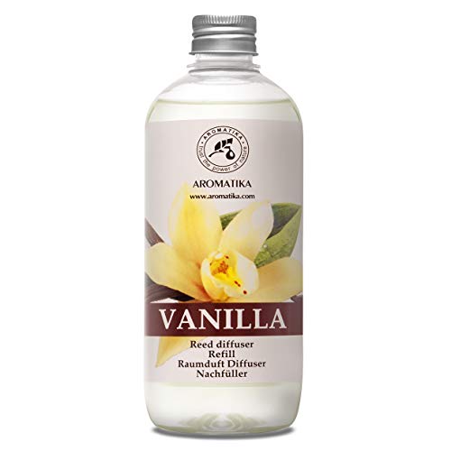 Recambio de Difusor Vainilla 500 ml - Aceite Esencial Puro & Natural Vainilla - Aroma de Intensas y Duraderas - 0% Alcohol - para Aromatizar el Aire en Cuartos - Baños - Hogares - Difusor Aroma
