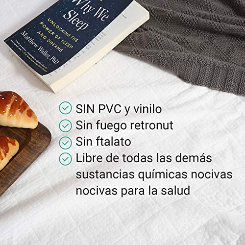 RECCI Cubrecolchón 90x190/200 - Cubre Colchón 90x190/200 Impermeable, 100% Bambú Fundas de Colchón, Protector de Colchón, Ultra Suave, Transpirable, Anti-Ácaros, Silencioso [ 90 x 190/200 cm ]