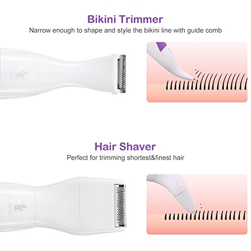 Recortador de Bikini 2 en 1 Afeitadora Eléctrica Impermeable para Mujeres Afeitadora Inalámbrica con Cabeza de Bikini y Depilación Mojada/Seca, Perfecta para Cuerpo, Cara, Línea Bikini