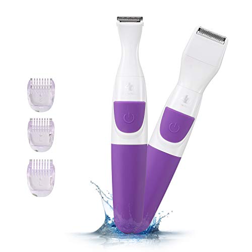 Recortador de Bikini 2 en 1 Afeitadora Eléctrica Impermeable para Mujeres Afeitadora Inalámbrica con Cabeza de Bikini y Depilación Mojada/Seca, Perfecta para Cuerpo, Cara, Línea Bikini