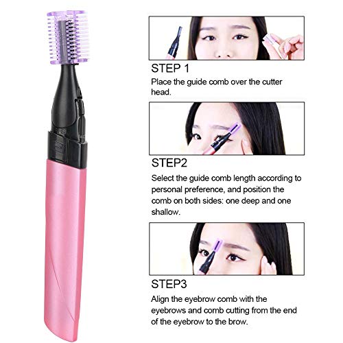 Recortador de cejas, depilador de cejas eléctrico para mujeres con peine, depiladora de cejas Herramienta de eliminación de vello de la cara del cuerpo Recortador de precisión para la cara Barbilla