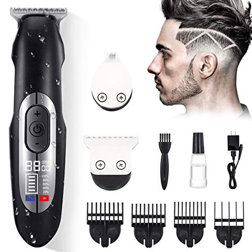 Recortadora de barba profesional,Recortadora de barba electrico,Liaboe recortadora de barba hombre, recortadora de barba con 4 Peines Guía Precisión IPX7 Impermeable de Litio 2000mAh.