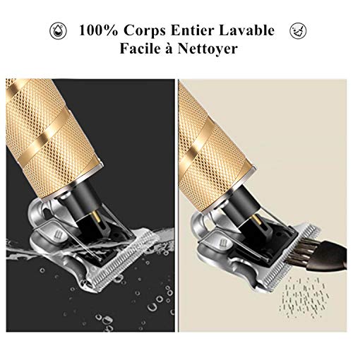 Recortadora Eléctrica para Hombres, Anself Cortadora de Cabello Eléctrica Profesional Impermeable USB Recargable para Uso Doméstico y Peluquería (Dorado)