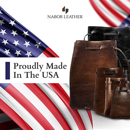 Recreación medieval de bolsa de cuero con cordón para monedas, para medicina o tabaco. Fabricado en Estados Unidos.Por Nabob Leather