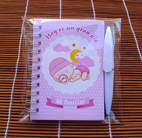 Recuerdos, Regalos y Detalles Originales Para Invitados Bautizo y Baby Shower Niña - Pack 30 Libretas para Bautizos niña con Mini Bolígrafo - ¡Tus Familiares y Amigos Alucinarán!