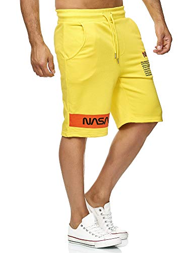 Red Bridge NASA- Pantalones Cortos para Hombre, Bermudas Cortas diseño con Logotipo de la Bandera de EE. UU. Blanco