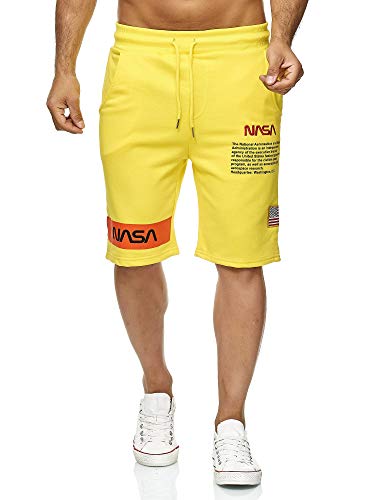 Red Bridge NASA- Pantalones Cortos para Hombre, Bermudas Cortas diseño con Logotipo de la Bandera de EE. UU. Blanco