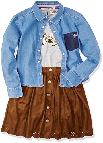 RED WAGON Falda de Vuelo con Efecto Ante para Niñas, Marrón (Tan), 5 años