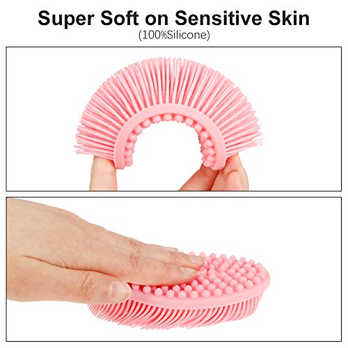 Redcherry Cepillo corporal de silicona, 2 piezas, cepillo exfoliante para el cuerpo para cepillado húmedo o seco para mejorar la circulación sanguínea.