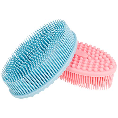 Redcherry Cepillo corporal de silicona, 2 piezas, cepillo exfoliante para el cuerpo para cepillado húmedo o seco para mejorar la circulación sanguínea.