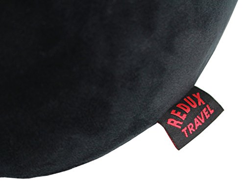 REDUX TRAVEL - Almohada de Viaje Cervical de Espuma de Memoria viscoelástica - Kit con Antifaz + Tapones para Dormir - Ideal para Viajes en avión y Coche
