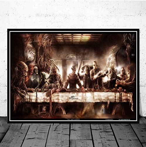 REDWPQ Personaje de la película de Terror de Halloween La última Cena Arte Pintura Póster Impresiones Imagen de la Pared Habitación Decoración del hogar 42X60 cm sin Marco