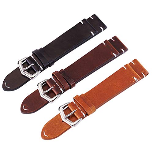 Reemplazo de Cuero de los Hombres del Reloj de la Banda de 18mm/20mm/22mm/24mm de Reloj de Cuero Correa Rojo, 18mm