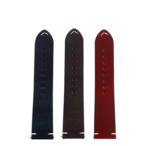 Reemplazo de Cuero de los Hombres del Reloj de la Banda de 18mm/20mm/22mm/24mm de Reloj de Cuero Correa Rojo, 18mm