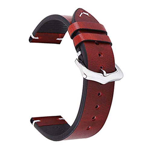 Reemplazo de Cuero de los Hombres del Reloj de la Banda de 18mm/20mm/22mm/24mm de Reloj de Cuero Correa Rojo, 18mm