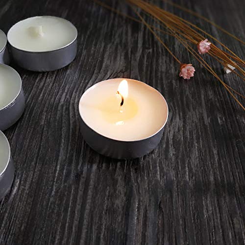 REFEE Pack de 50 velas blancas sin perfume no tóxicas, no parafina, 8 horas de tiempo de combustión velas