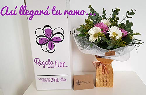 REGALAUNAFLOR-Ramo de flores multicolor-FLORES FRESCAS-ENVIO EN 24 HORAS DE LUNES A SABADO.