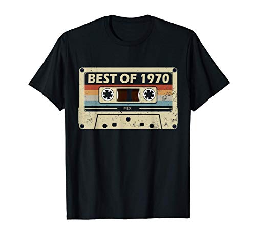 Regalo de 50 años Cassette de música Vintage Best of 1970 Camiseta