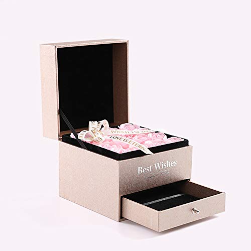 Regalo de navidad Caja de regalo de flor de jabón de cajón 16 rosas Collar joyero regalo de san valentín
