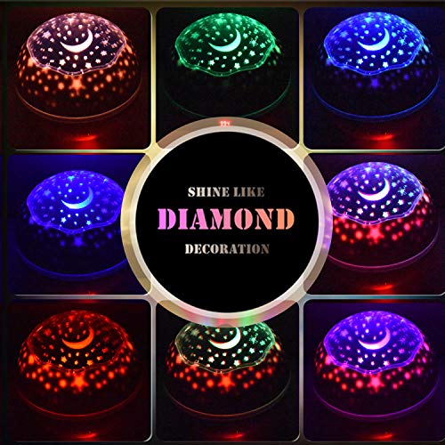 Regalos Niña 1-12 años,Lámpara de proyector de unicornio y estrella, forma de globo, luz nocturna giratoria, regalo de guardería, regalo para niños con 3 tatuajes temporales de unicornio