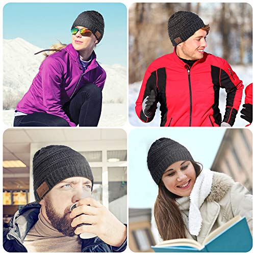 Regalos Originales para Hombre Gorro Bluetooth - Regalos para Hombre/ Mujer/ Amigo/ Padres/ Niñas/ Novio/ Novia, Bluetooth Gorro Musica Invierno con Altavoces Estéreo y Micrófono, Ultra Suave Lavable