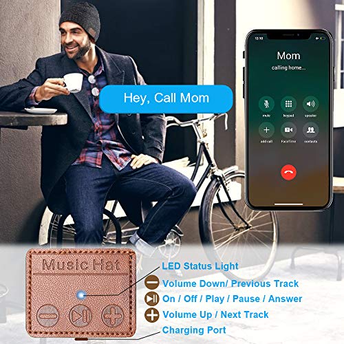 Regalos Originales para Hombre Gorro Bluetooth - Regalos para Hombre/ Mujer/ Amigo/ Padres/ Niñas/ Novio/ Novia, Bluetooth Gorro Musica Invierno con Altavoces Estéreo y Micrófono, Ultra Suave Lavable