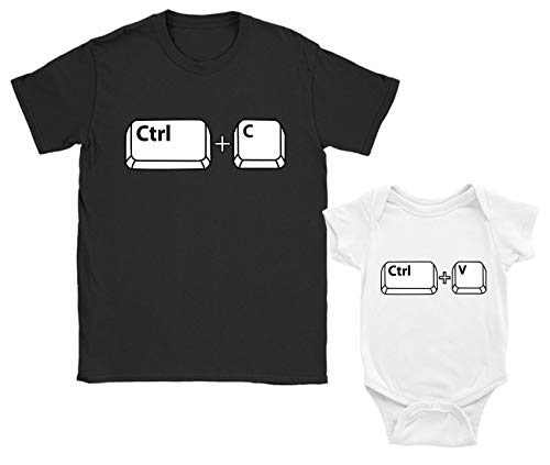Regalos para Papas Primerizos, Ropa Papa Bebe - Copy and Paste Bebé Blanco 0-3 Mes/Papá Negro X-Large