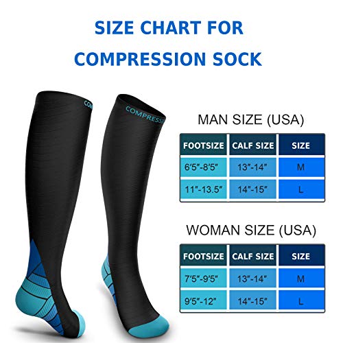 Reignet Calcetines de Compresión, para hombre y mujer (20-30 mmhg), deporte, rendimiento, varices, circulación sanguínea, recuperación, embarazo, enfermeras, calambres en las piernas L/XL