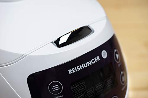 Reishunger Mini arrocera (0.6l/350W/220V) Hervidor de arroz con 8 programas, tecnología de 7 Fases, Temporizador y función de Mantenimiento de Temperatura