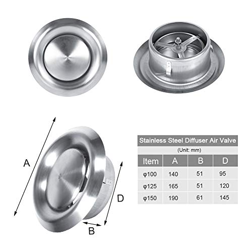 Rejilla de ventilación redonda de acero inoxidable, cubierta de ventilación de ventilación para el hogar pared difusor de techo fuente de escape para baño oficina cocina ventilación